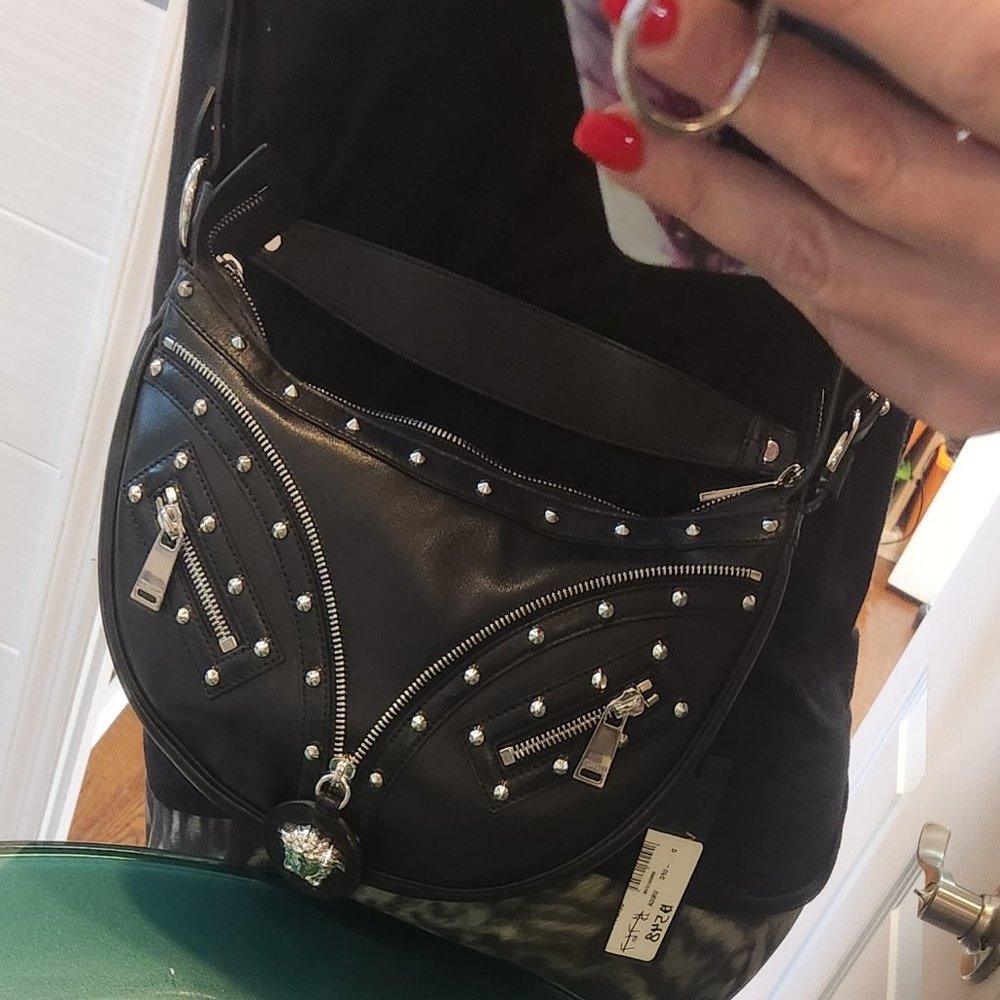 Versace La Medusa Medium Studded Hobo Bag